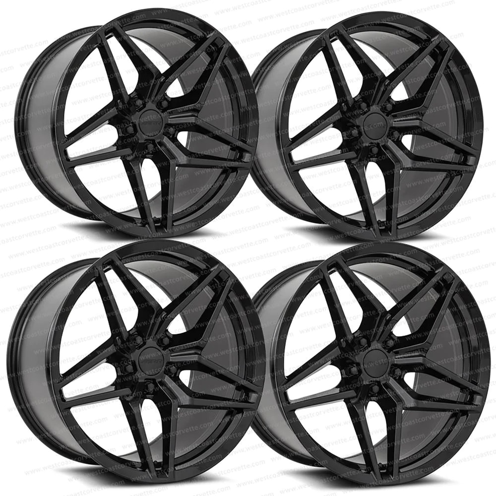 Corvette Wheels M755 Flow Forged C7 ZR1 Style, Gloss Black ( 2) 18x9.5 / (2) 19x11 Set C5 & C5 Z06 Only