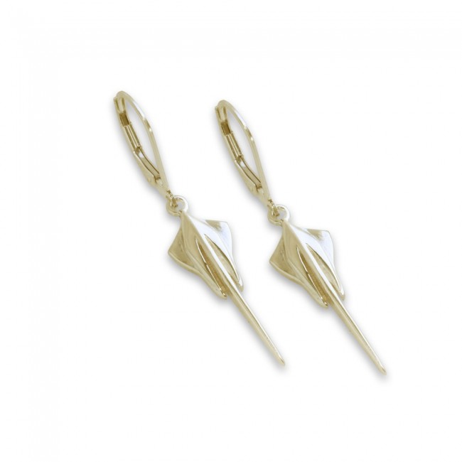 C8 Corvette 14k Yellow Gold Stingray Earrings