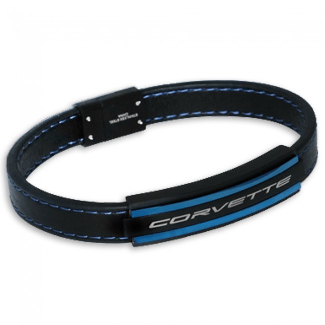 C8 Corvette Signature Black Leather Bracelet