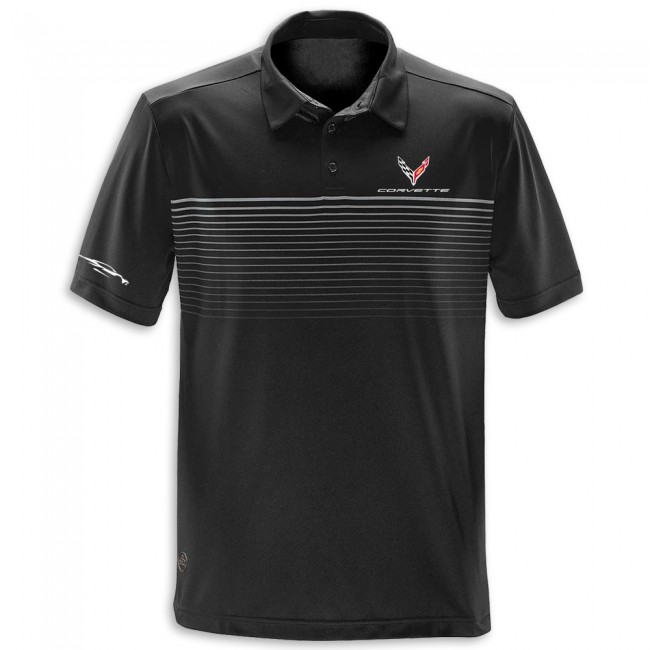 C8 Corvette Gesture Striped Polo Black/Titanium