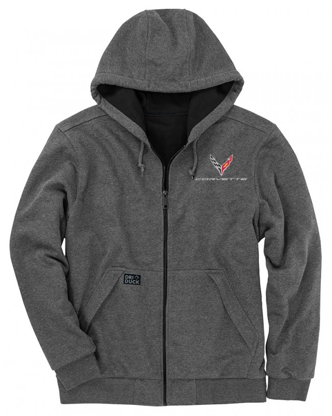 C8 Corvette Dri-Duck Hooded Full Zip Dark Gray