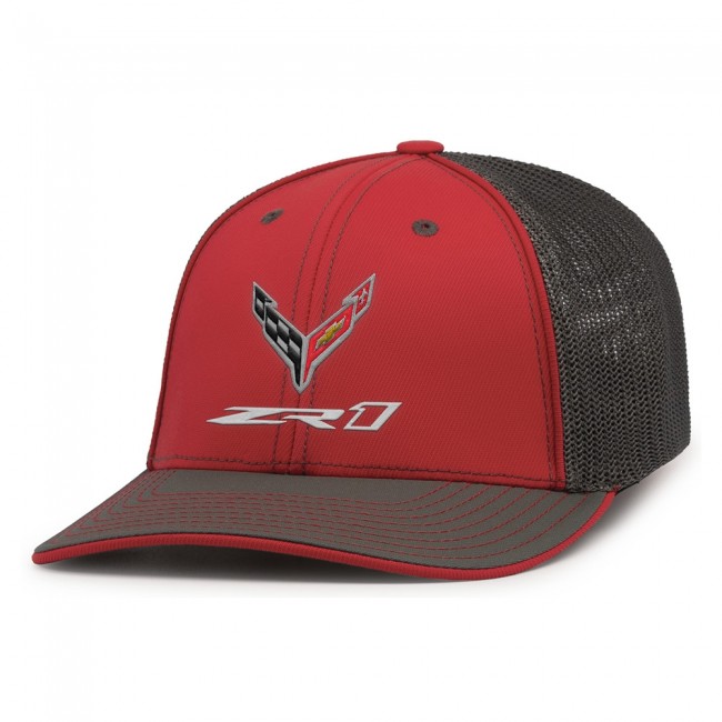 C8 Corvette ZR1 Fitted Trucker Cap, Red/Graphite