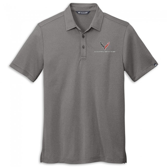 C8 Corvette TravisMathew Performance Polo, Quiet Shade Gray Heather