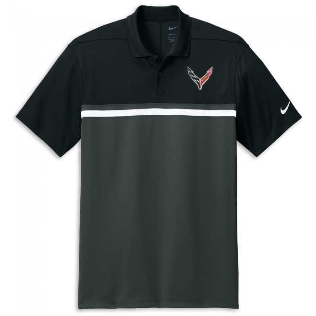 C8 Corvette Nike Dri-FIT Colorblock Polo, Black/Gray/White