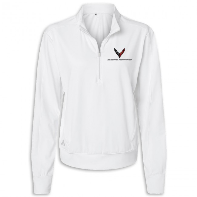 C8 Corvette  Adidas Quarter-Zip Pullover, White