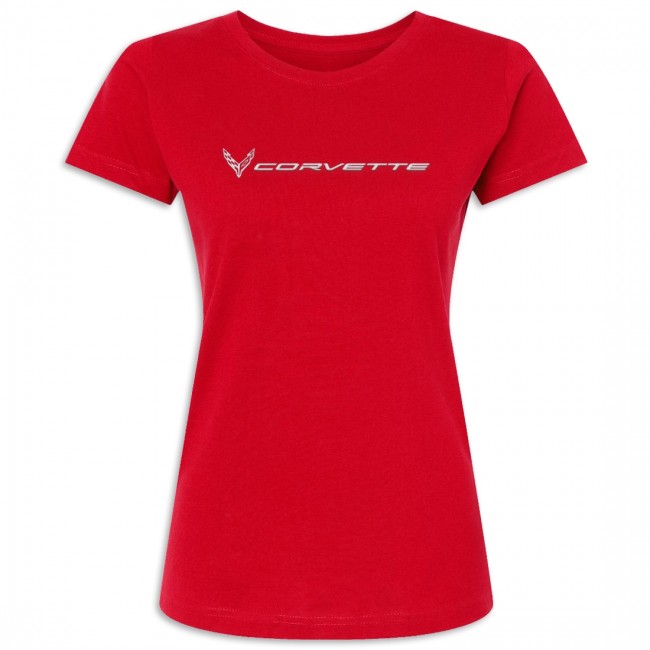 C8 Corvette  Corvette Fine Jersey Tee, Red