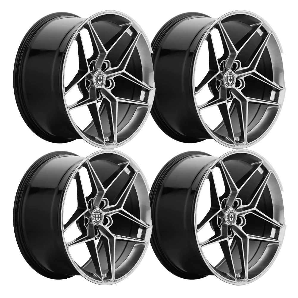 HRE C8 Corvette Wheels, Set, FlowForm, Style FF11 Liquid Metal (Silver)