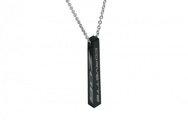 C8 Corvette  C8 Z06 Bar Necklace, Black Steel