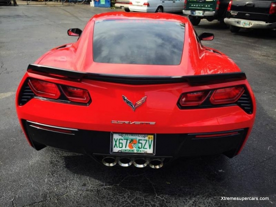 C7 Corvette Stingray, Wide Body Xtreme Fiberglass Rear Spoiler, Painted Carbon Flash Metallic