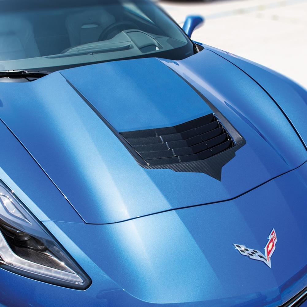 Corvette Hood Vent Graphic, Black Carbon Fiber w/Brushed Black Trim, C7 Stingray